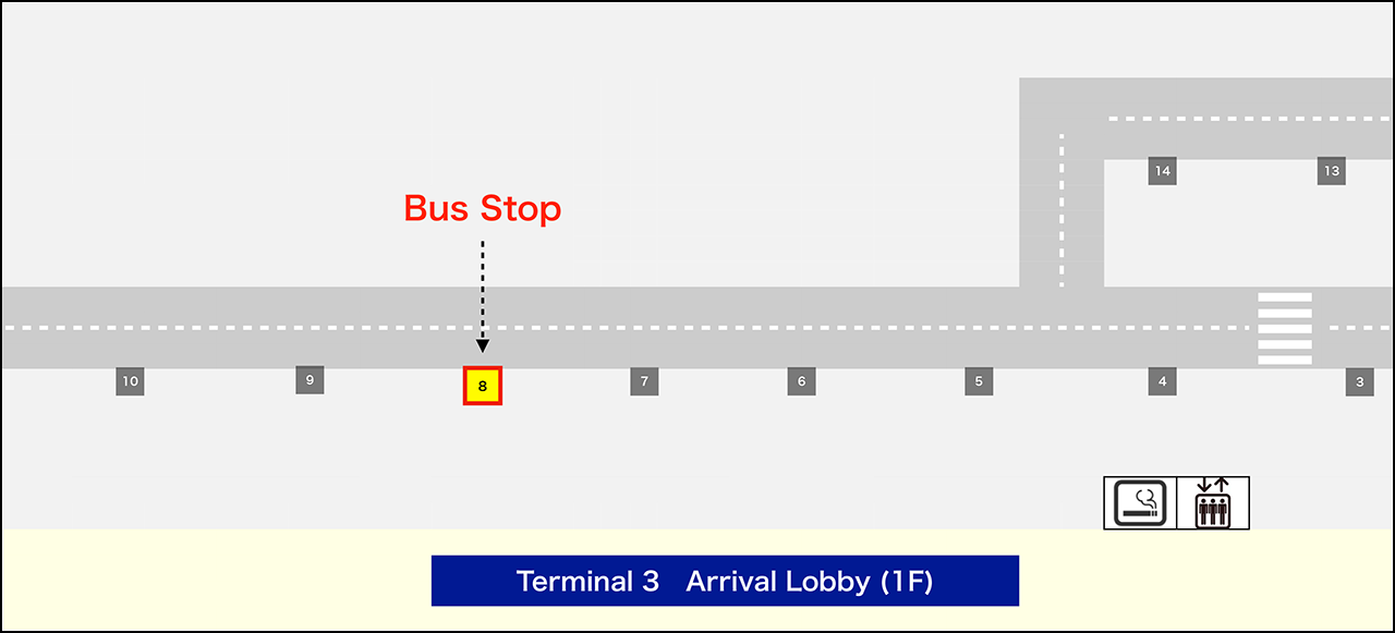 Bus Stop No.8 at Terminal 3 of Narita Airport