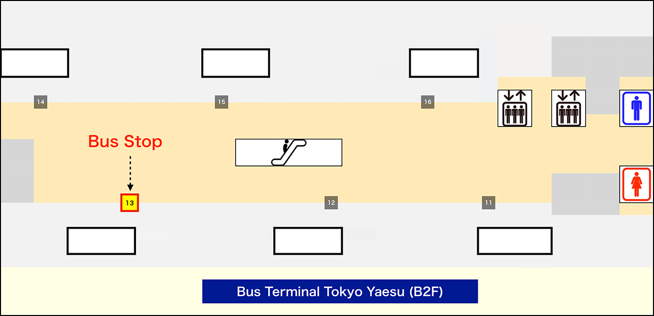 Bus Stop No.13 at Bus Terminal Tokyo Yaesu